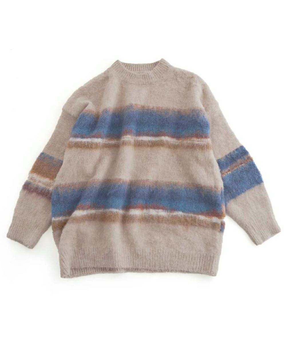 MOHAIR MULTI BORDER KNIT