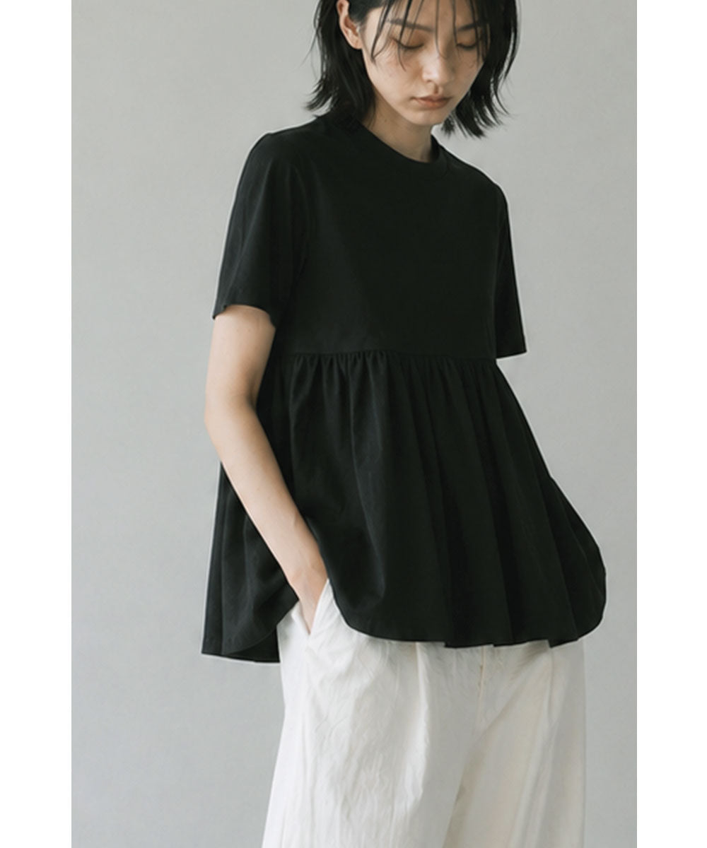 SALE】OTONA SWITCHING HALF PEPLUM TEE