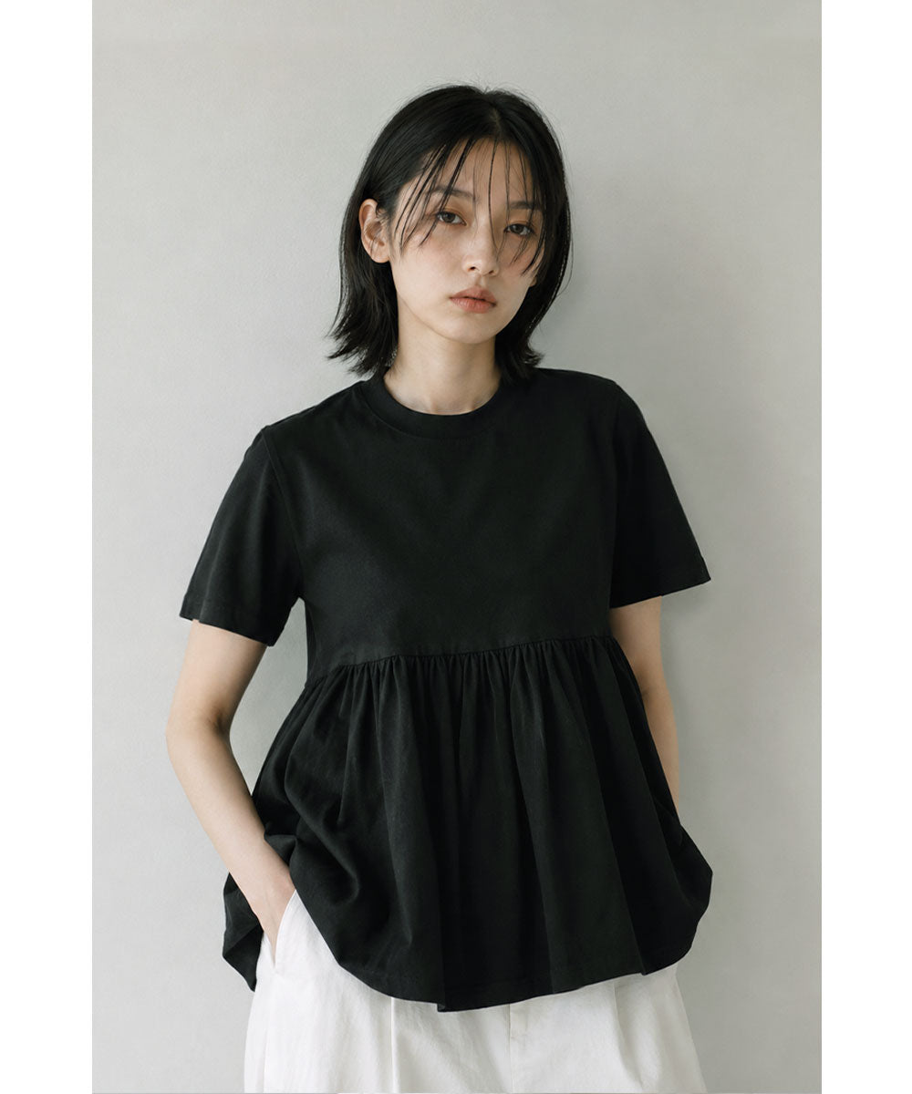 【SALE】OTONA SWITCHING HALF PEPLUM TEE