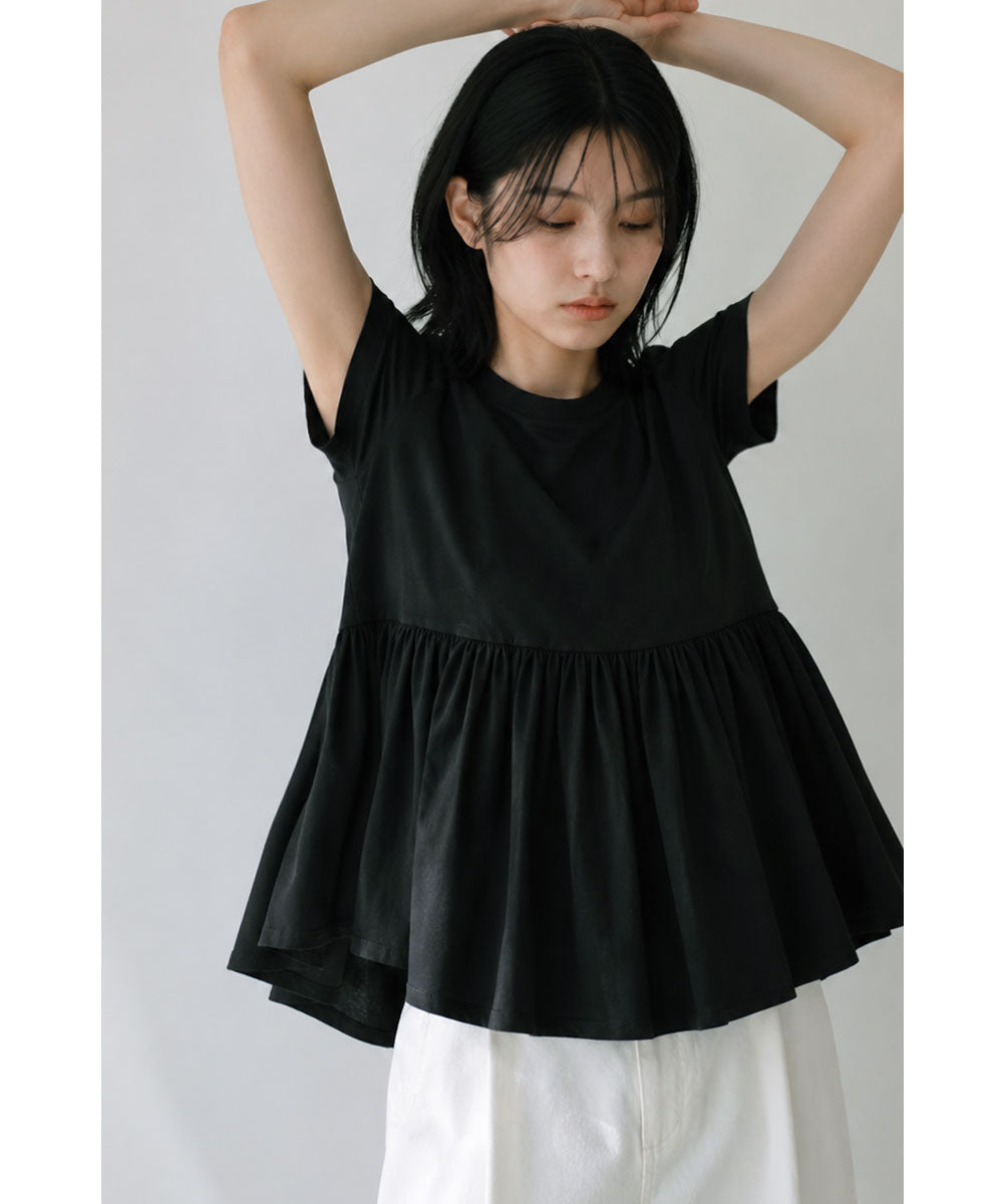 【SALE】OTONA SWITCHING HALF PEPLUM TEE