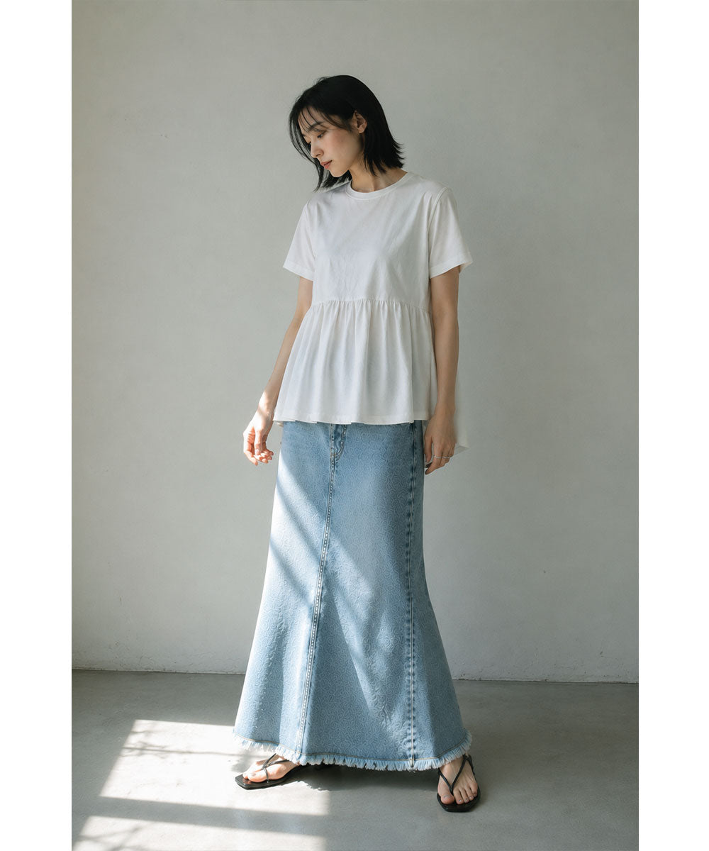 【SALE】OTONA SWITCHING HALF PEPLUM TEE
