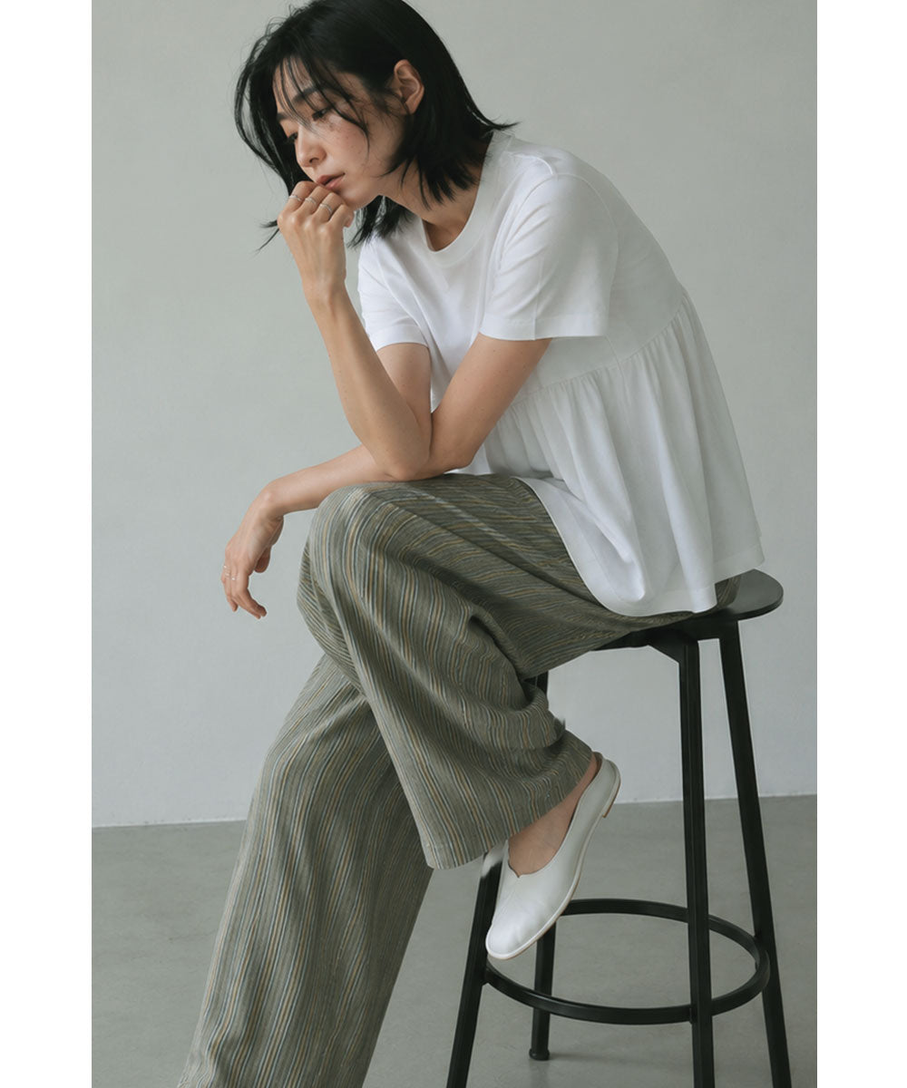 【SALE】OTONA SWITCHING HALF PEPLUM TEE