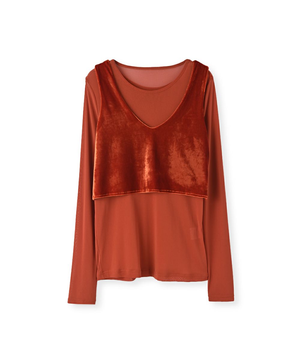 【SALE】VELOUR BUSTIER SET SHEER TEE