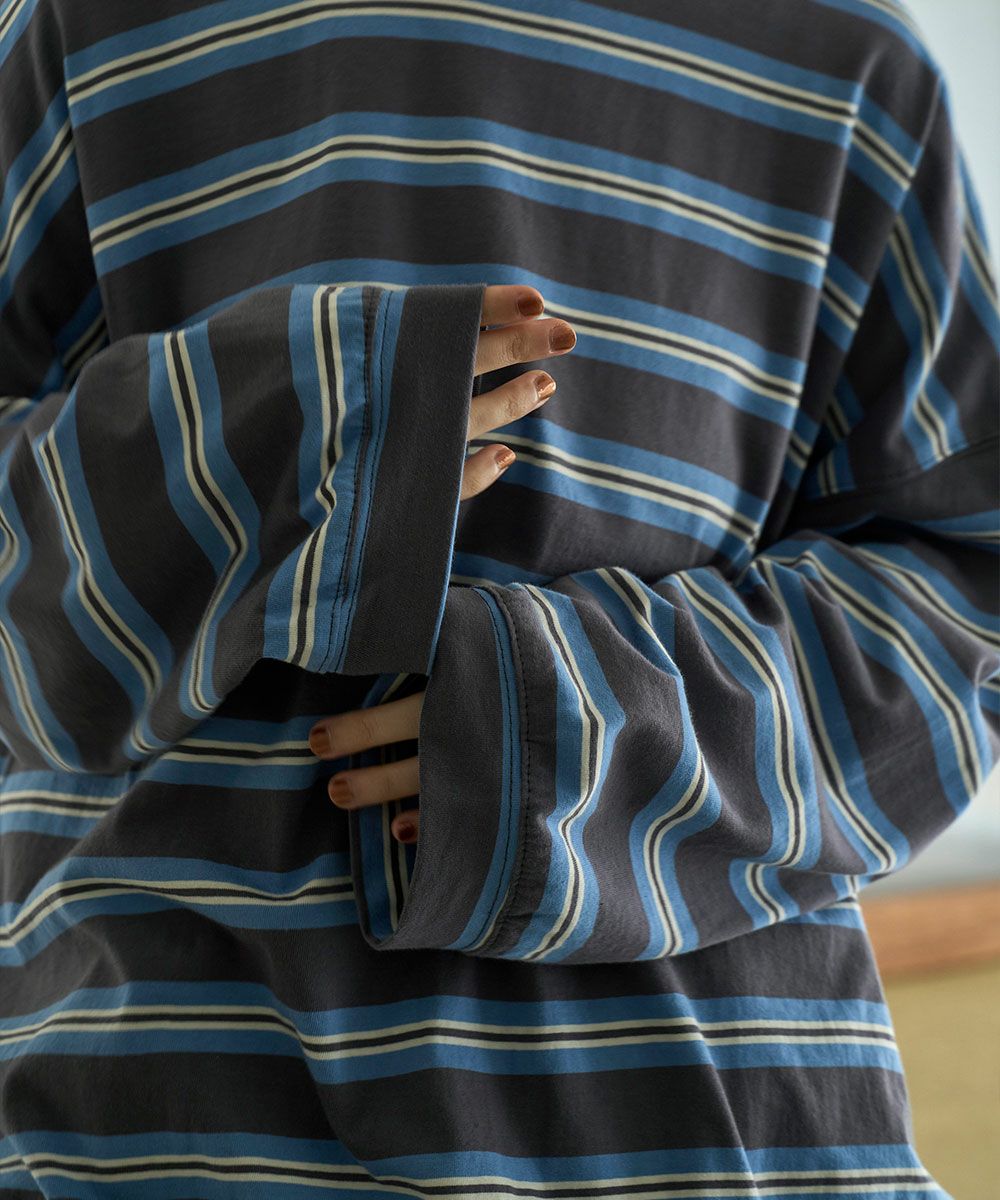 OVER SIZE BORDER TEE