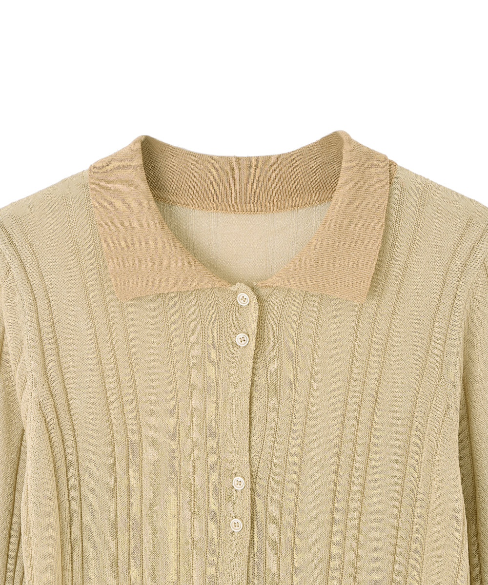 【SALE】SHEER POLO KNIT