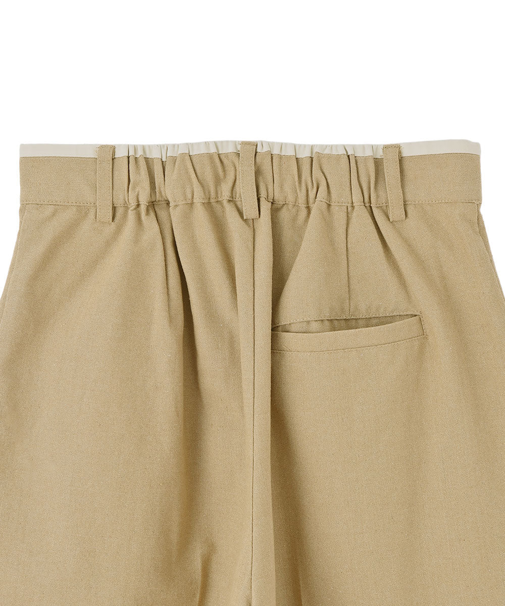 WAIST PIPING LINEN BLEND PANTS