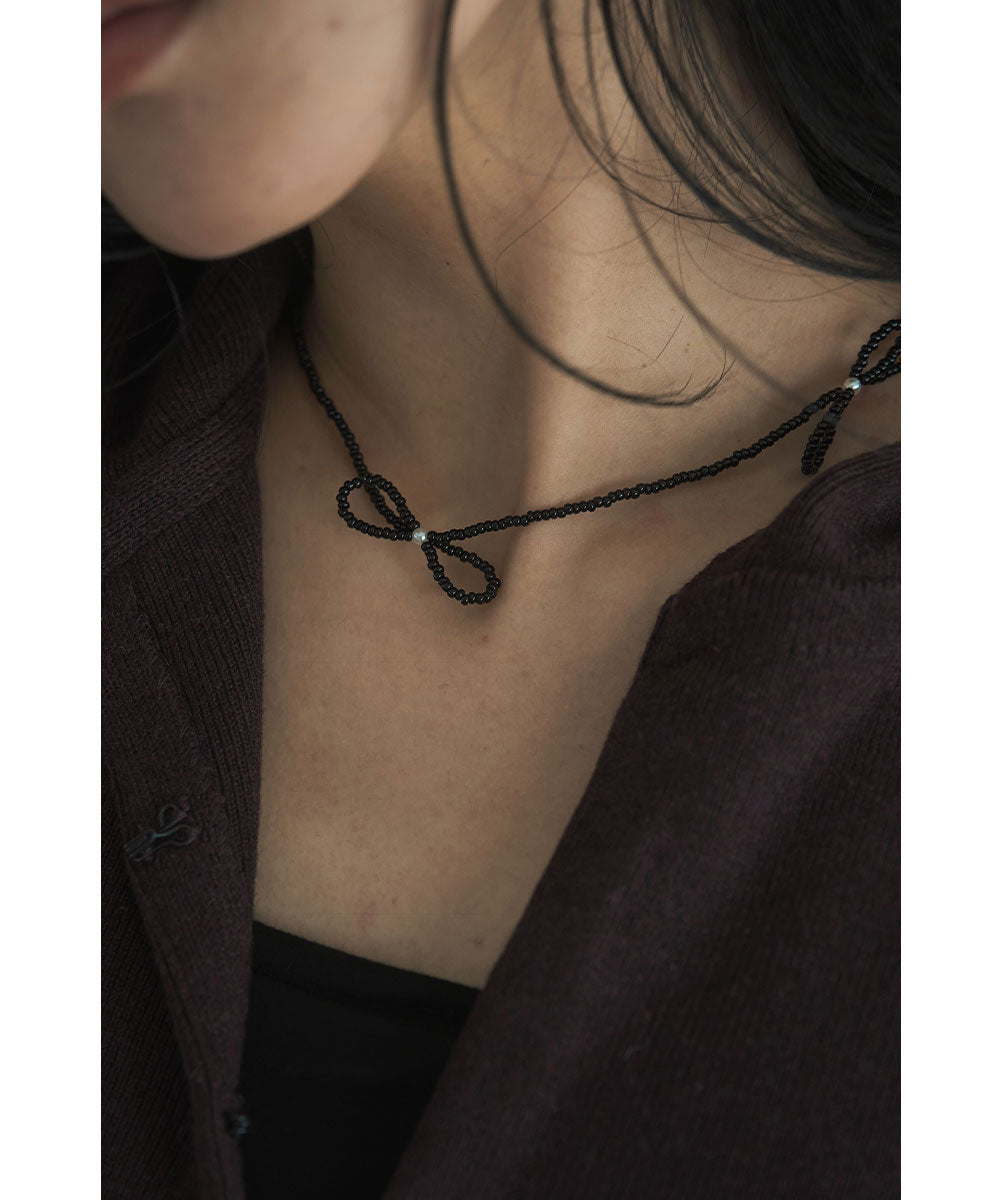 BEADS RIBBON NECKLACE