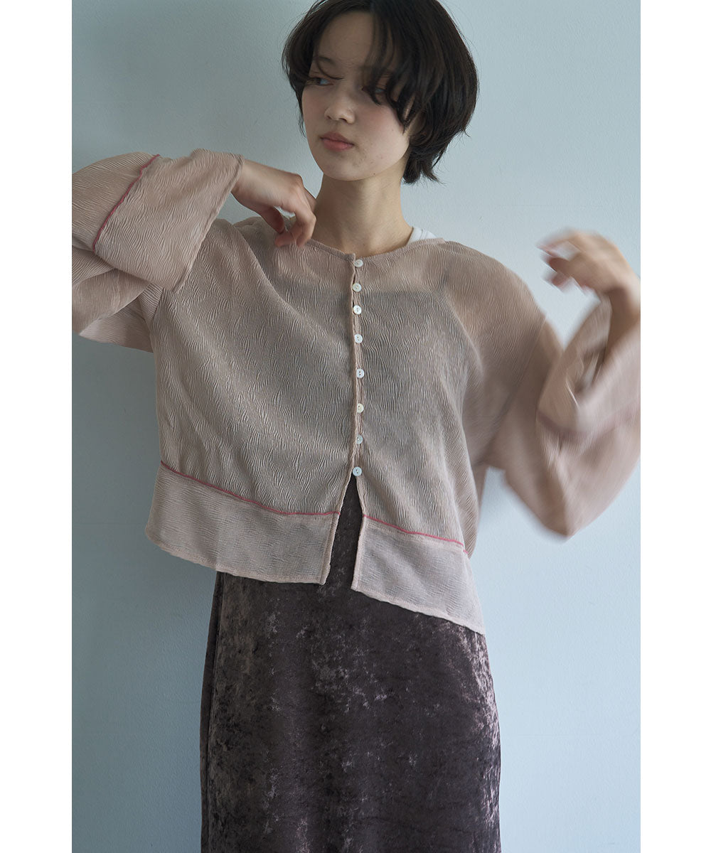 SHEER CRINKLE CARDIGAN