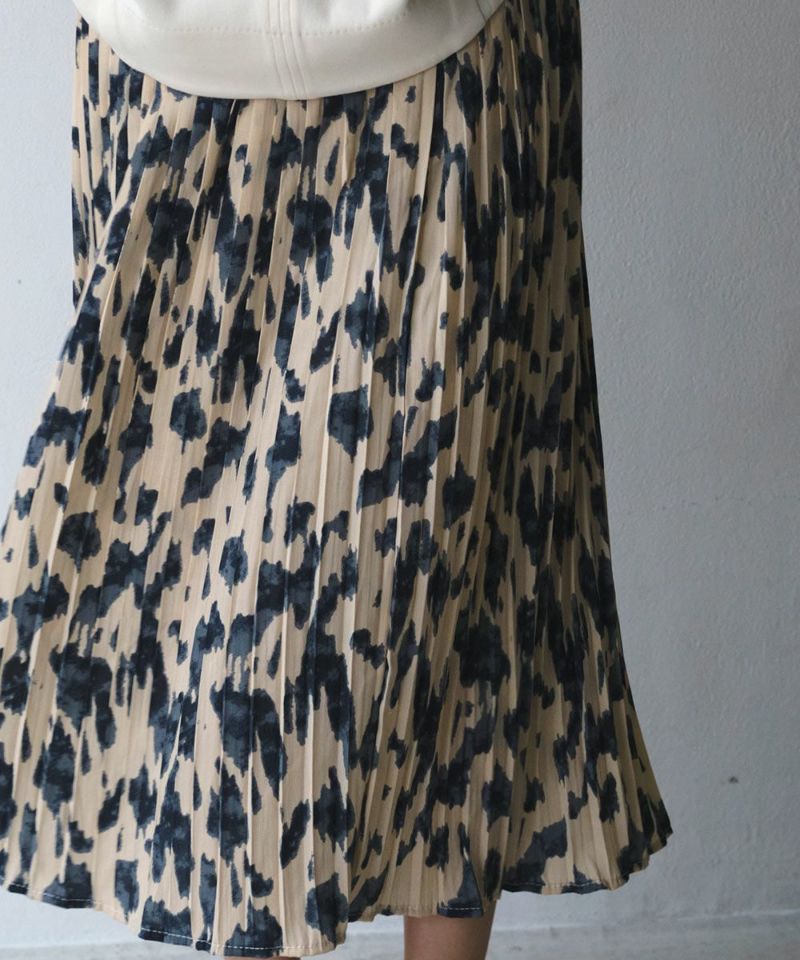 PRINT PLEATS SKIRT