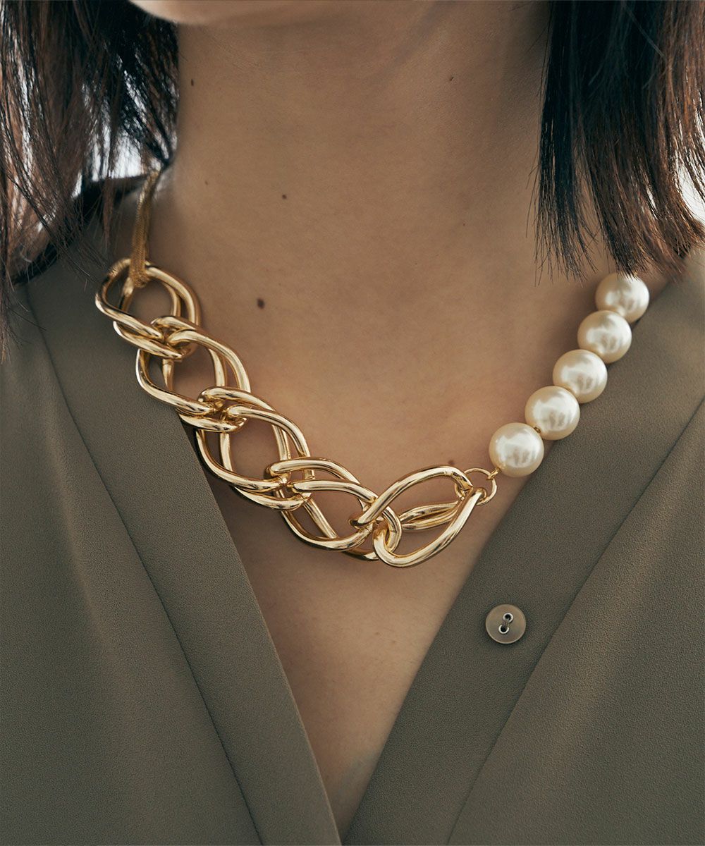 CHIEさんコラボ]PEARL CHAIN COMBI NECKLACE[本店限定]