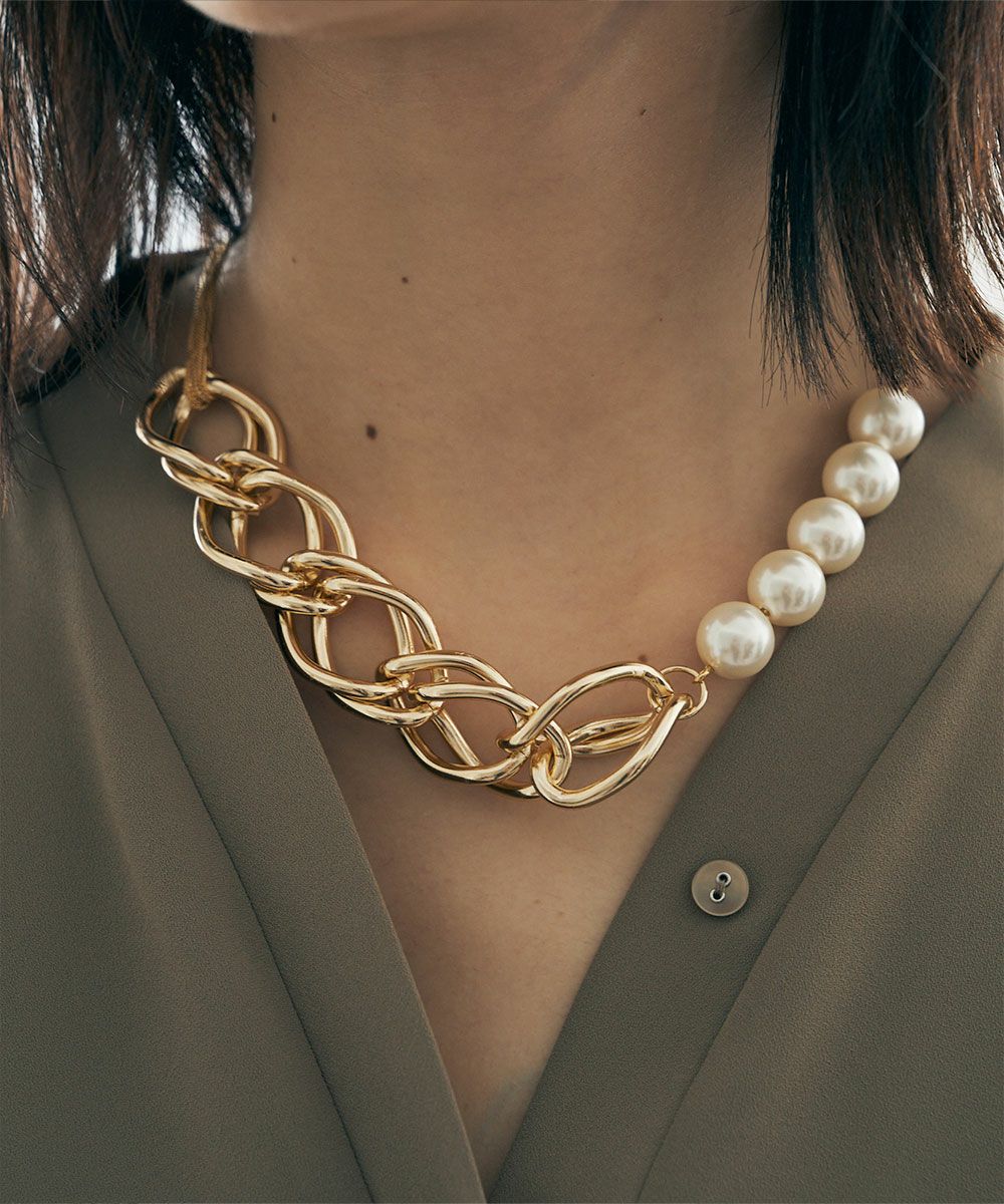 [CHIEさんコラボ]PEARL CHAIN COMBI NECKLACE[本店限定]