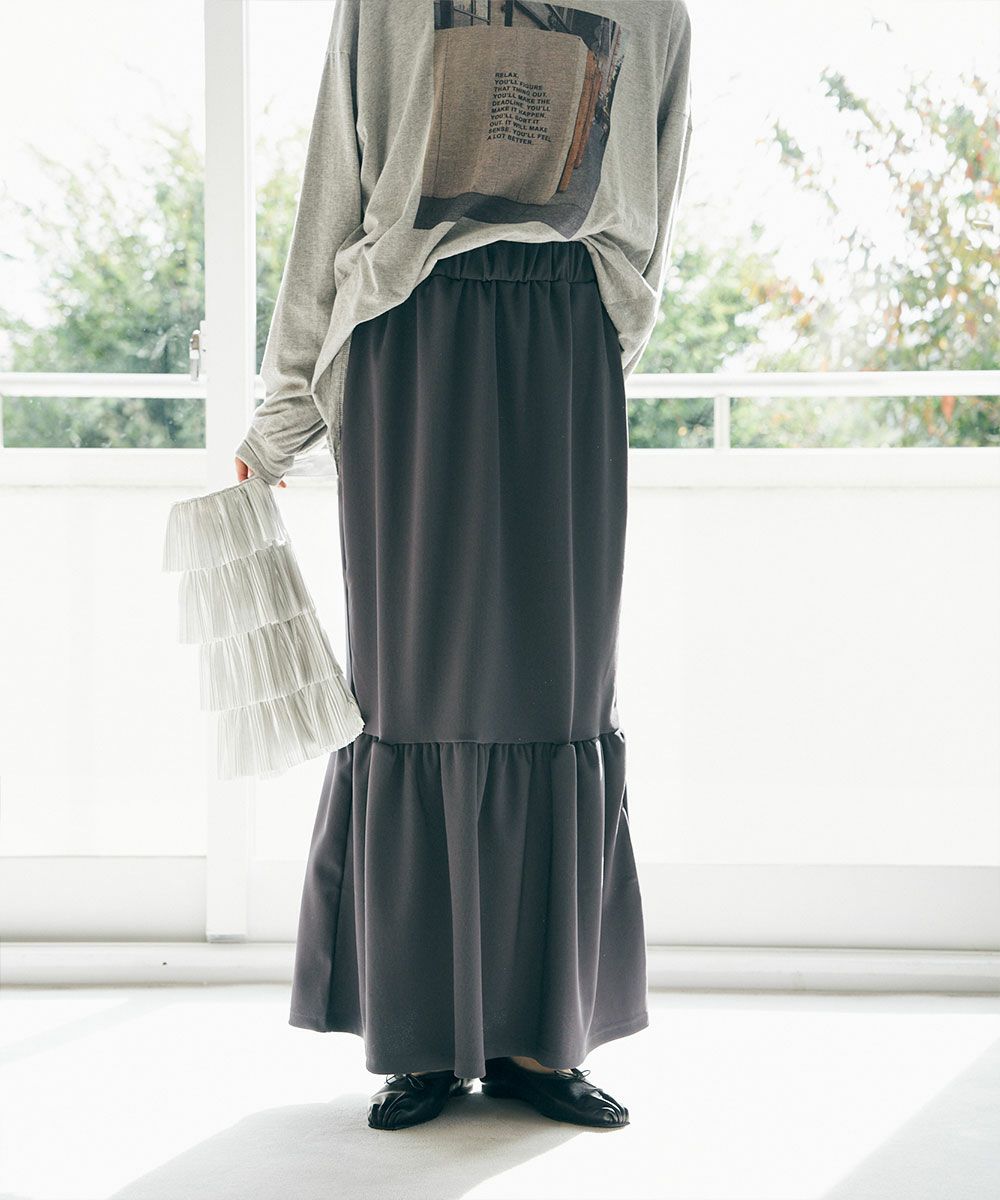 【SALE】RIB TIERED SKIRT