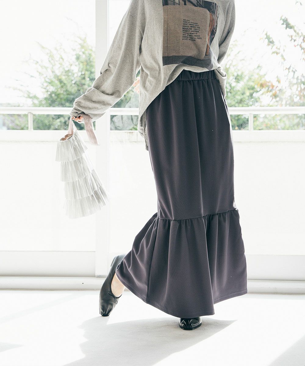 【SALE】RIB TIERED SKIRT