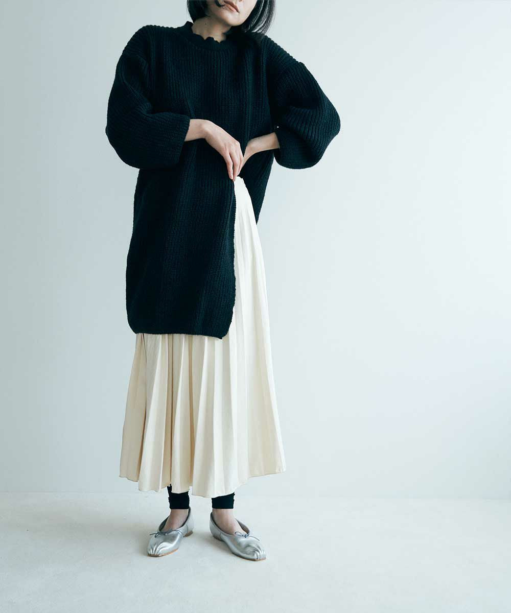 【SALE】PEACH SKIN PLEATS SKIRT