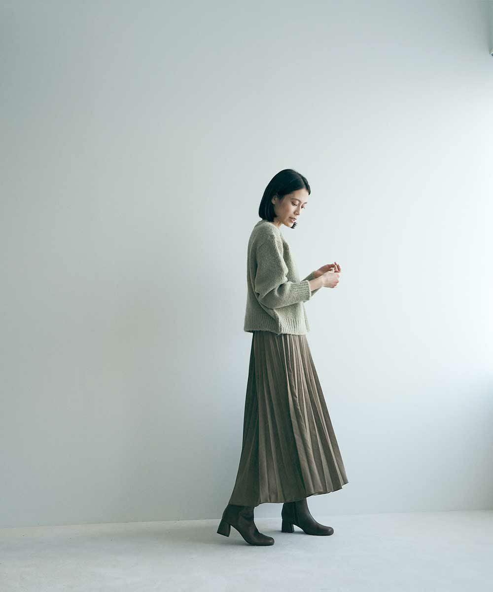 【SALE】PEACH SKIN PLEATS SKIRT