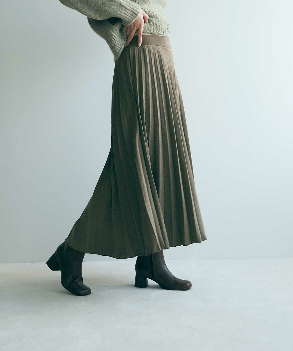 【SALE】PEACH SKIN PLEATS SKIRT