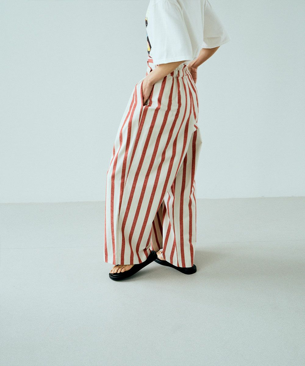 [Rokusyo]WIDE STRIPE WRAP PANTS[本店限定]