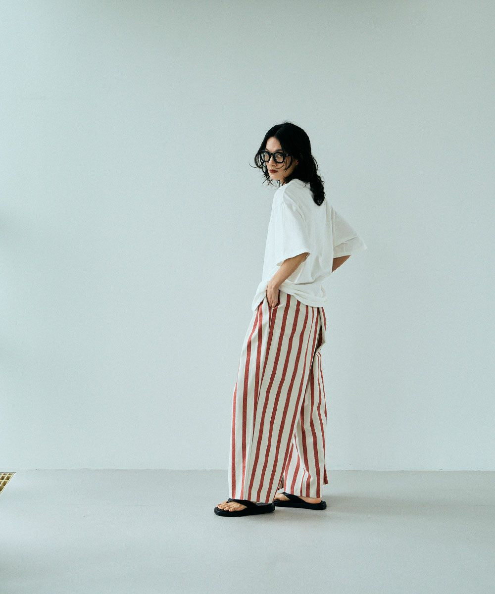 [Rokusyo]WIDE STRIPE WRAP PANTS[本店限定]