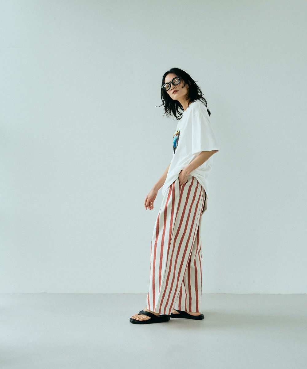 [Rokusyo]WIDE STRIPE WRAP PANTS[本店限定]