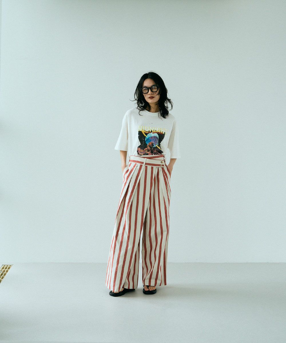 [Rokusyo]WIDE STRIPE WRAP PANTS[本店限定]