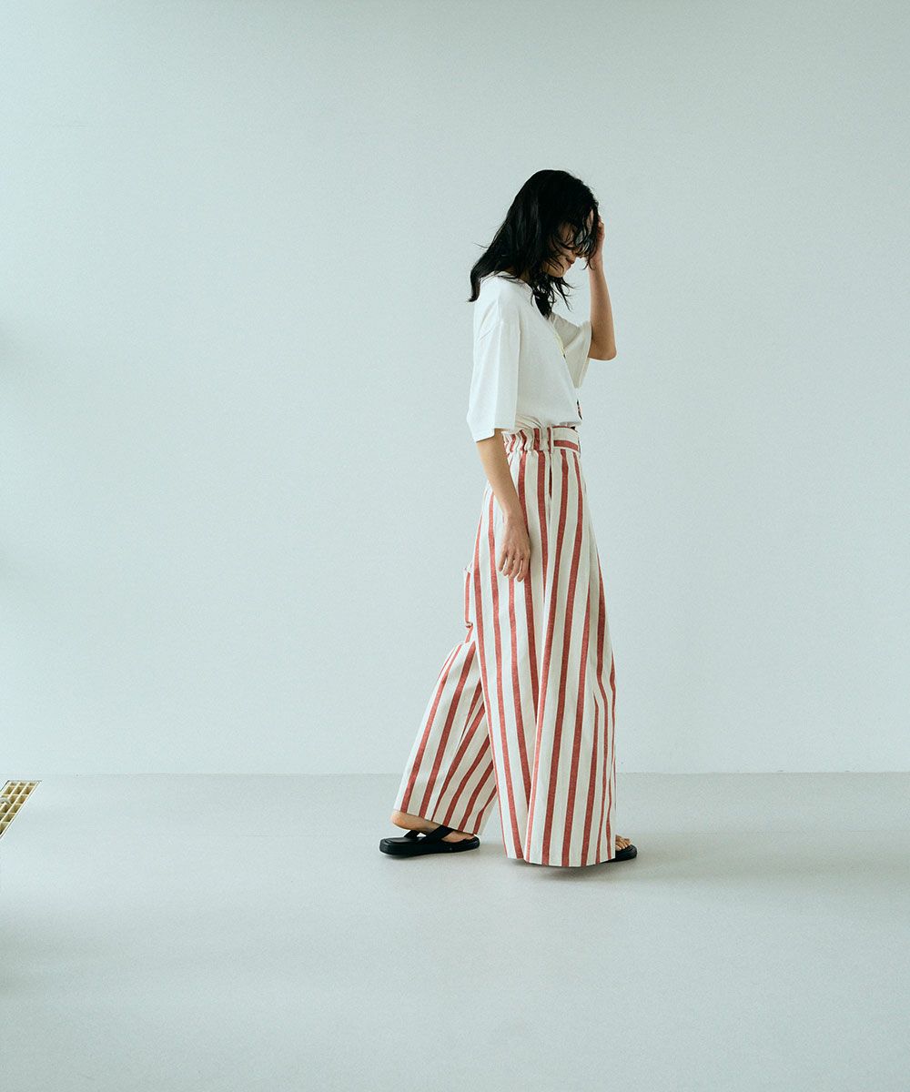 [Rokusyo]WIDE STRIPE WRAP PANTS[本店限定]