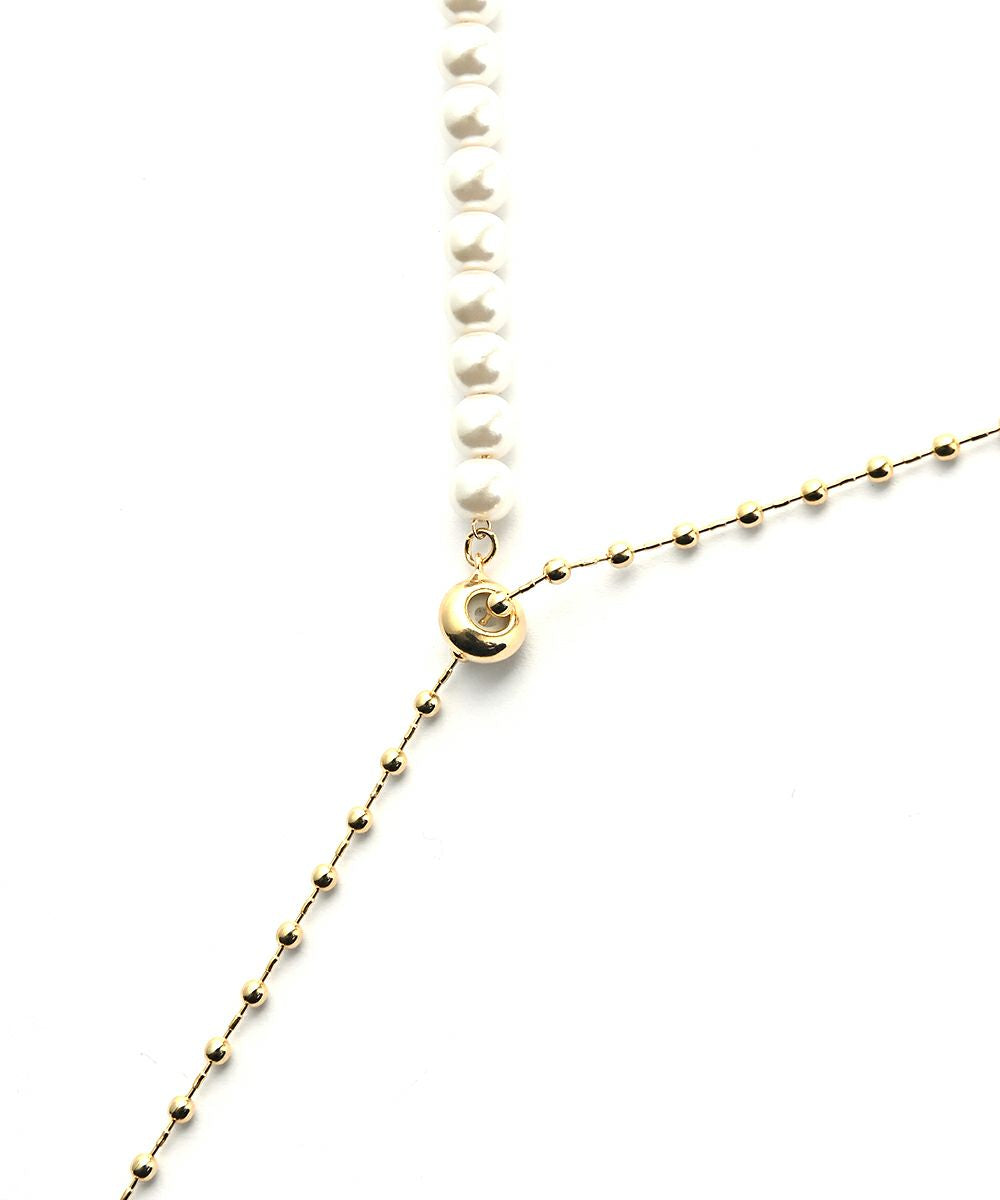 PEARL & BALL CHAIN SLIDER NECKLACE