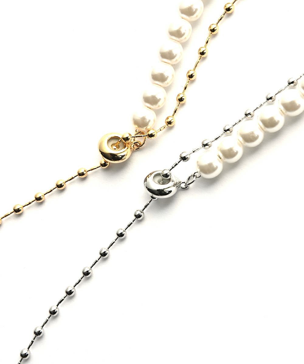 PEARL & BALL CHAIN SLIDER NECKLACE