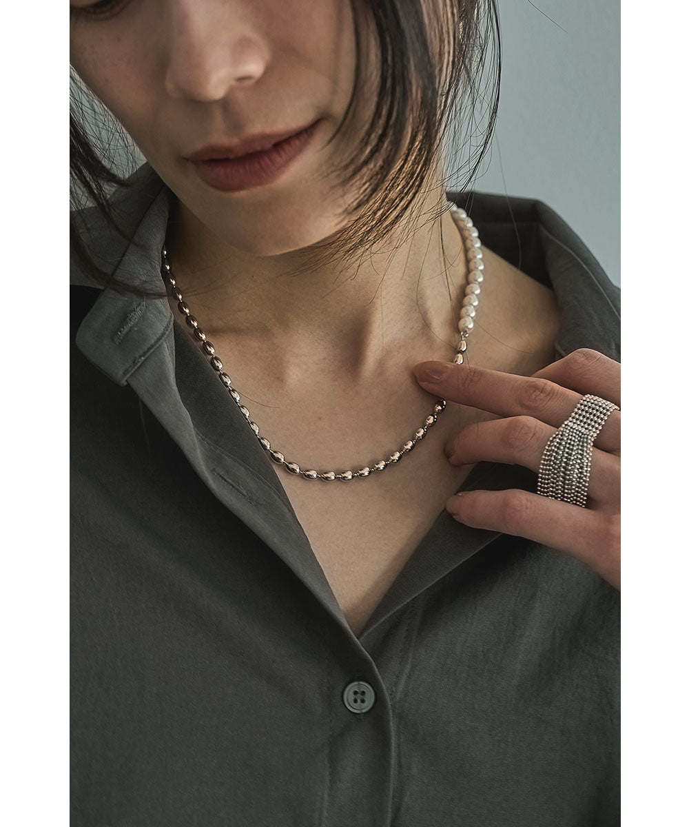 PEARL & BALL CHAIN SLIDER NECKLACE