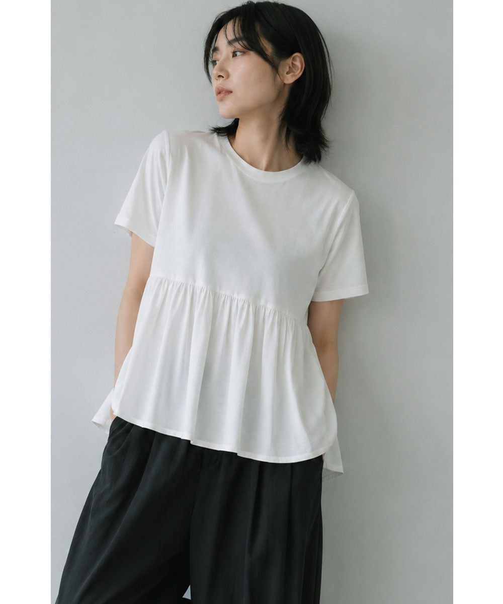 【SALE】OTONA SWITCHING HALF PEPLUM TEE