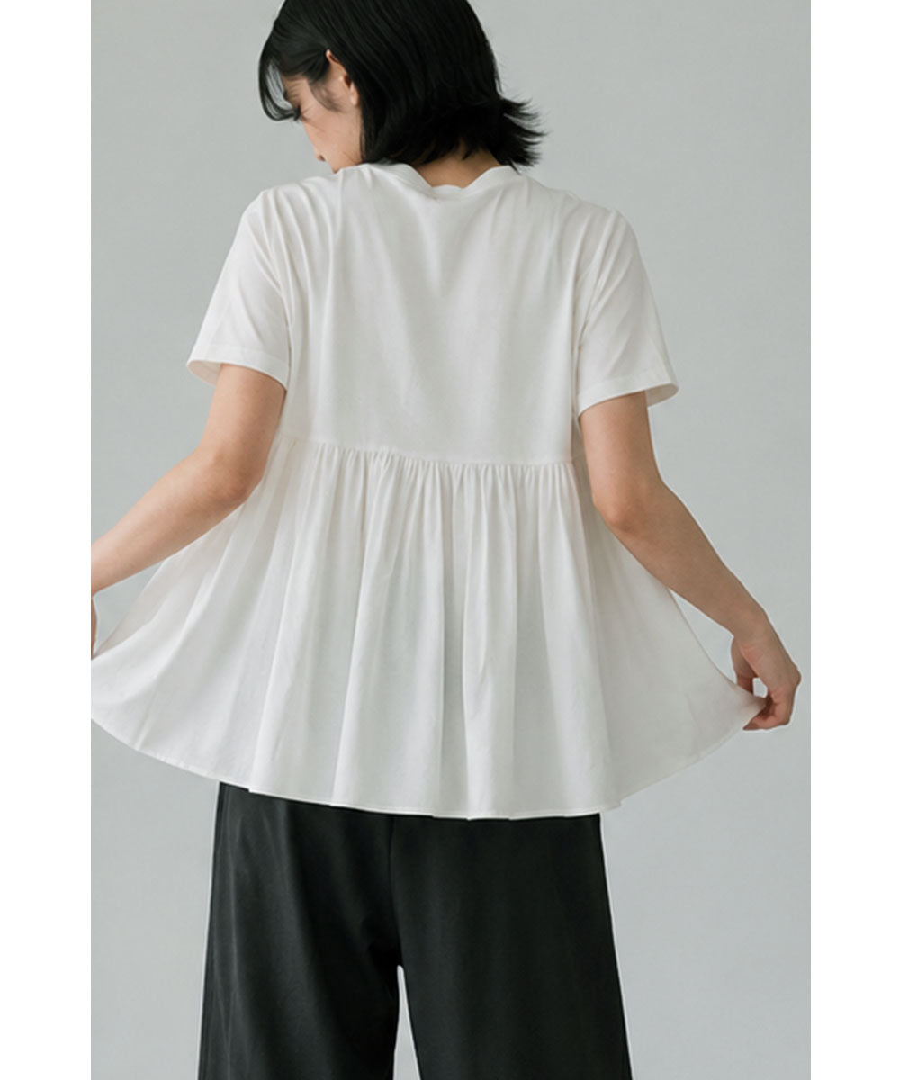 SALE】OTONA SWITCHING HALF PEPLUM TEE