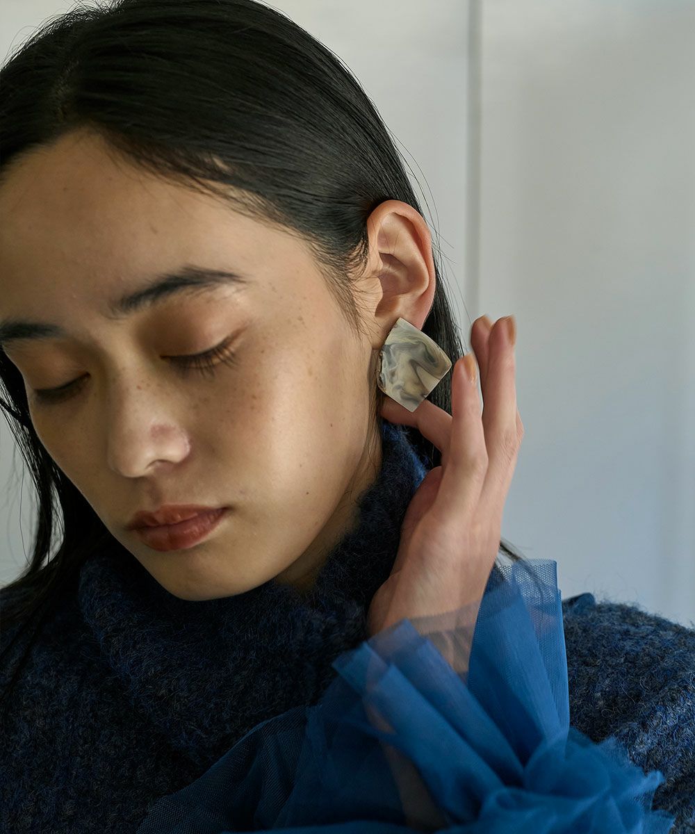 [Rokusyo]MARBLE TILES PIERCED EARRINGS[本店限定]