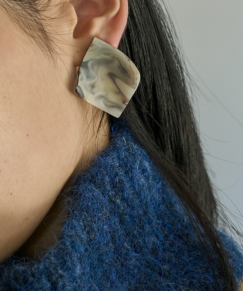 [Rokusyo]MARBLE TILES PIERCED EARRINGS[本店限定]