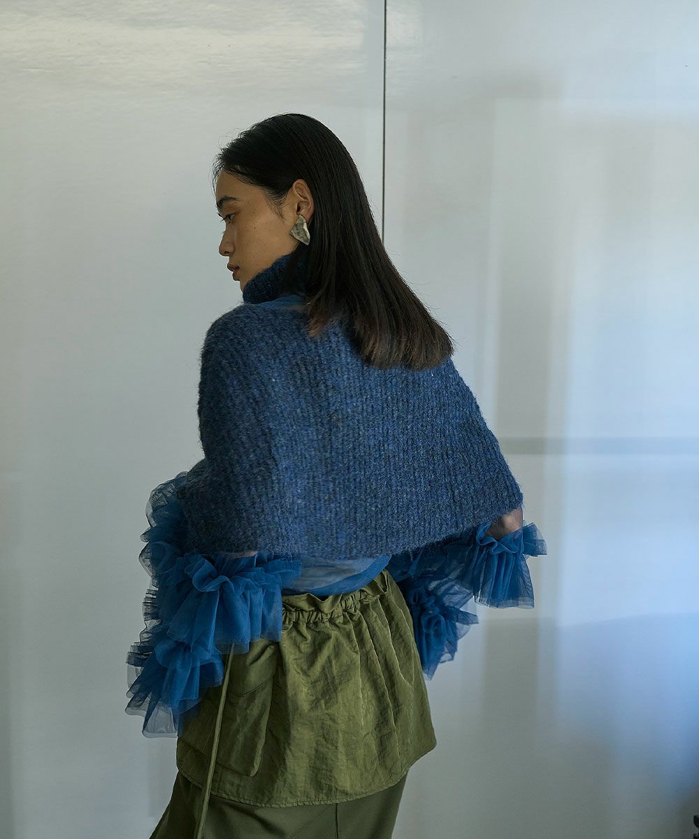 【SALE】[Rokusyo]MOHAIR SHAGGY NECK SLIT CAPE[本店限定]