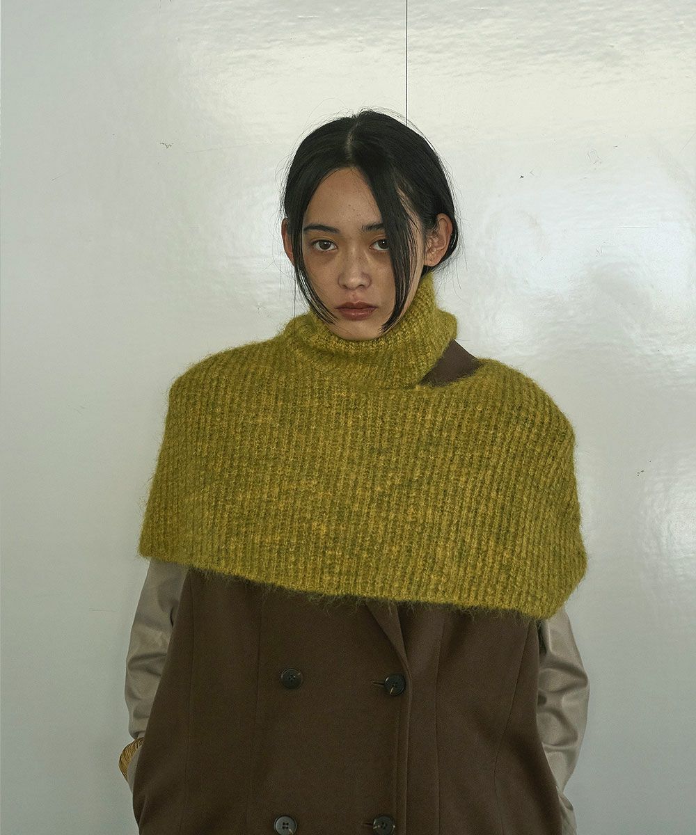 【SALE】[Rokusyo]MOHAIR SHAGGY NECK SLIT CAPE[本店限定]