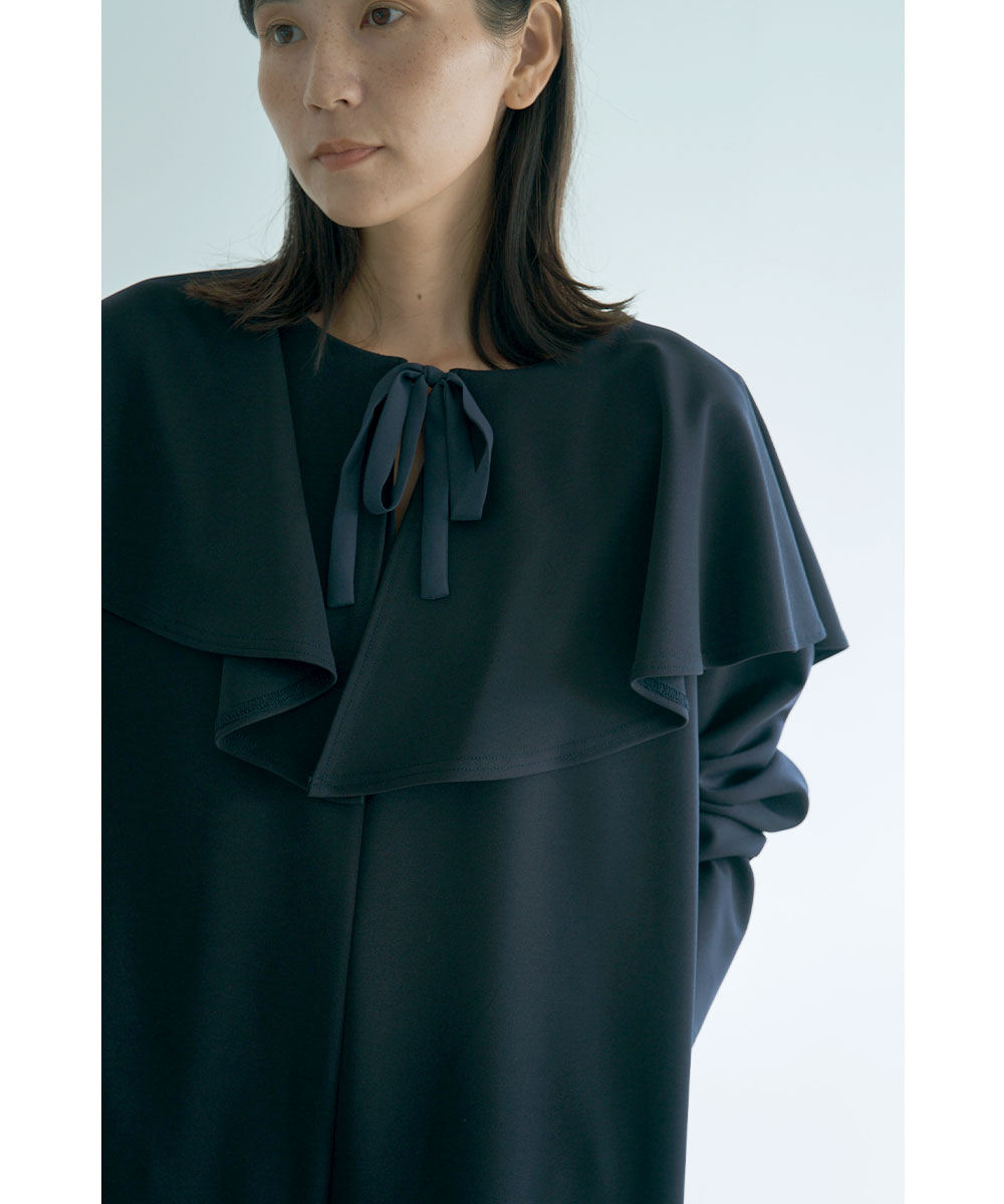 SALE】【マイとヨーコさんコラボ】[NATURAL]RUFFLE COLLAR ONEPIECE