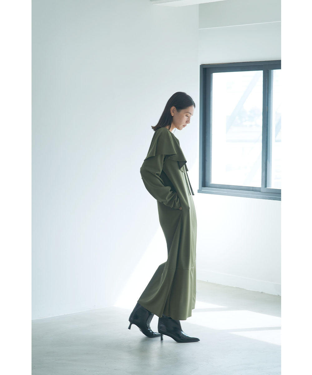 SALE】【マイとヨーコさんコラボ】[NATURAL]RUFFLE COLLAR ONEPIECE