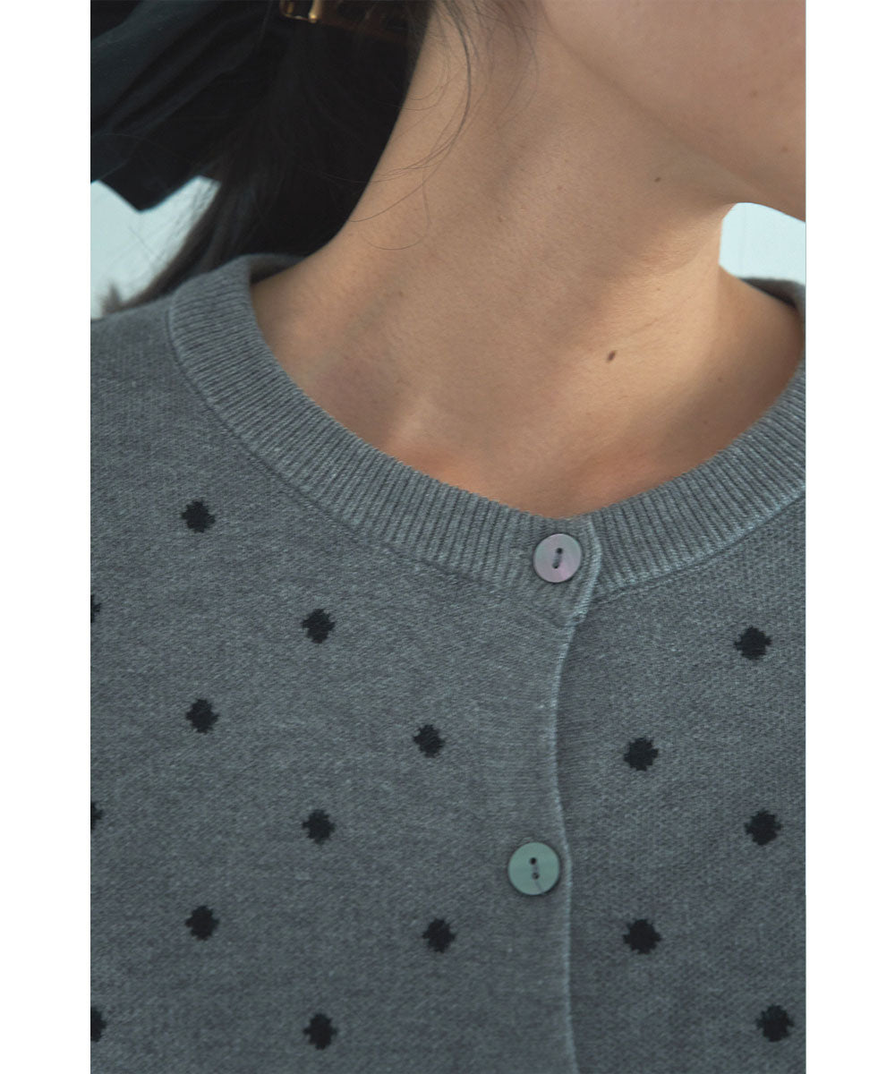 JACQUARD DOT KNIT CARDIGAN
