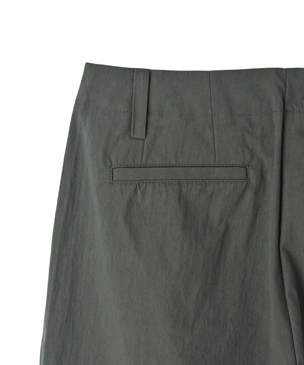 COTTON NYLON TUCK WIDE PANTS