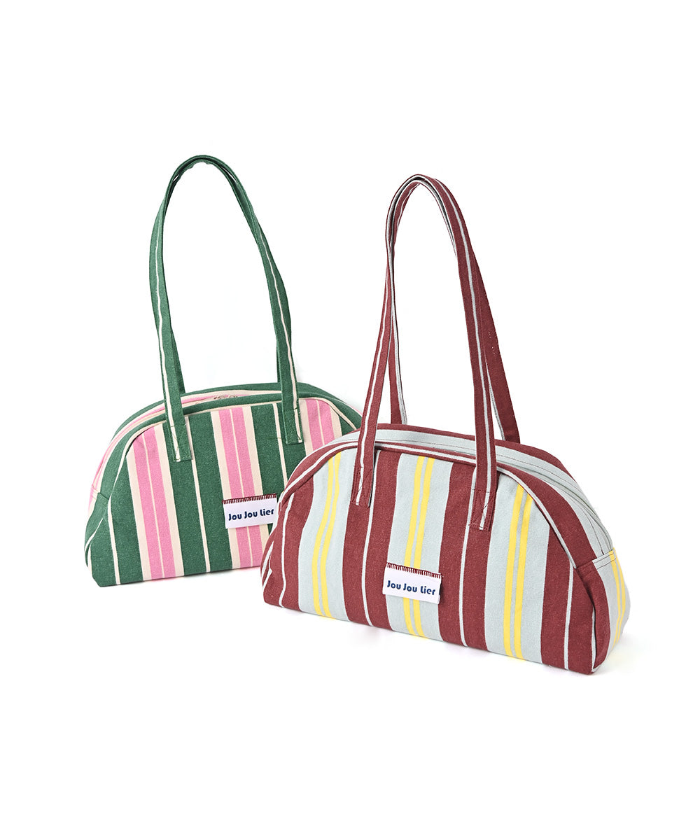 赤いストライプボストンバッグ STRIPE BOSTON BAG