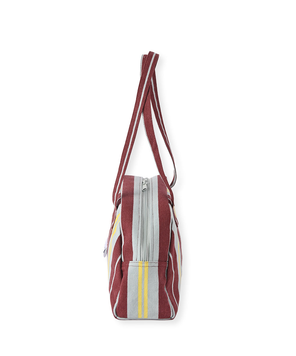 赤いストライプボストンバッグ STRIPE BOSTON BAG